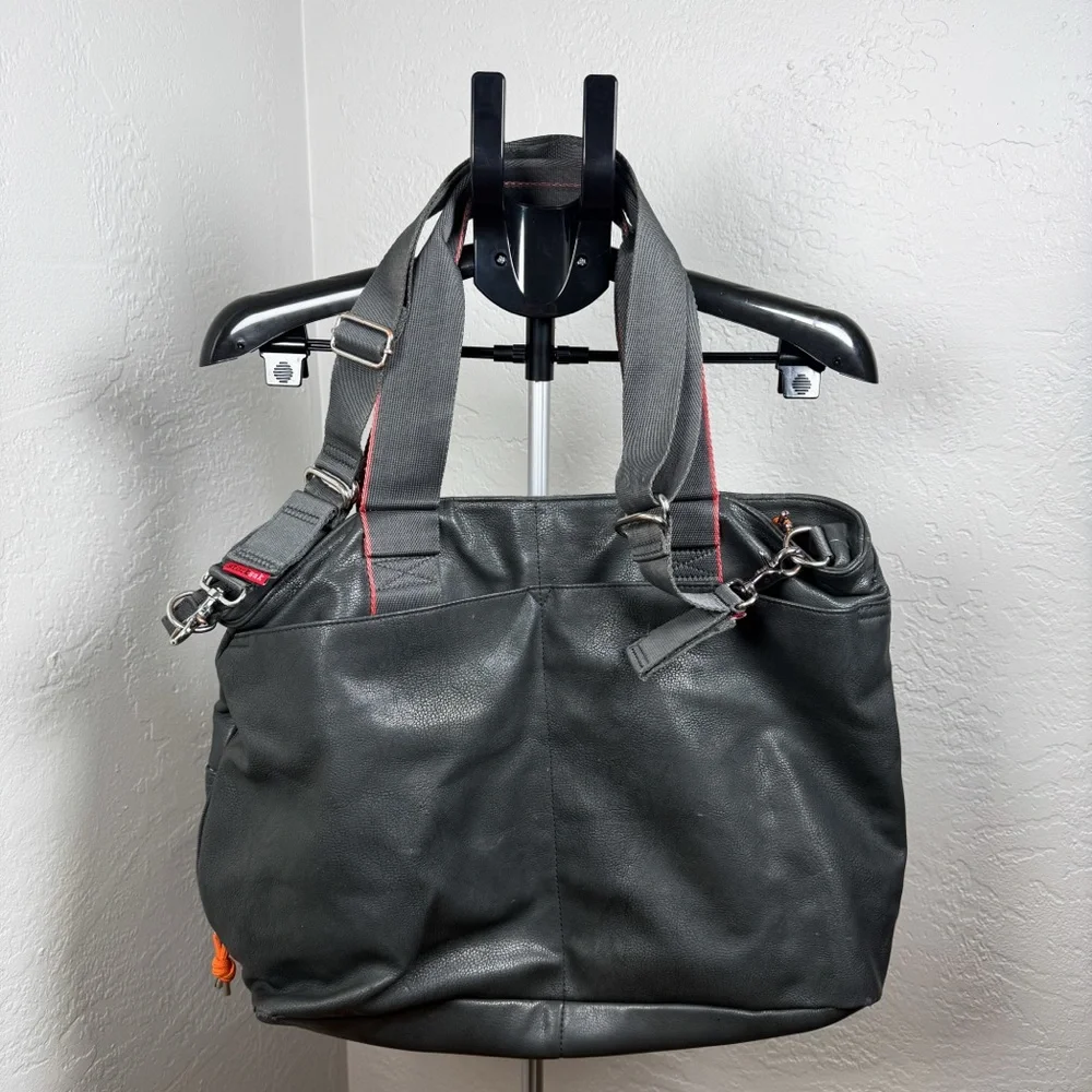 Storksak London Gray Diaper Bag Tote with Crossbody Strap